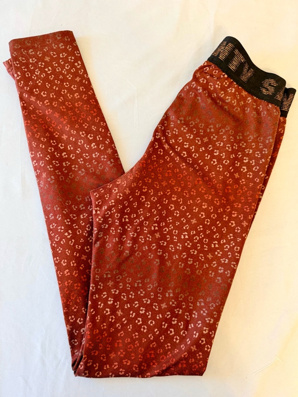 Savage X Fenty Red Leopard Print Leggings XS High Waisted Stretch Activewear